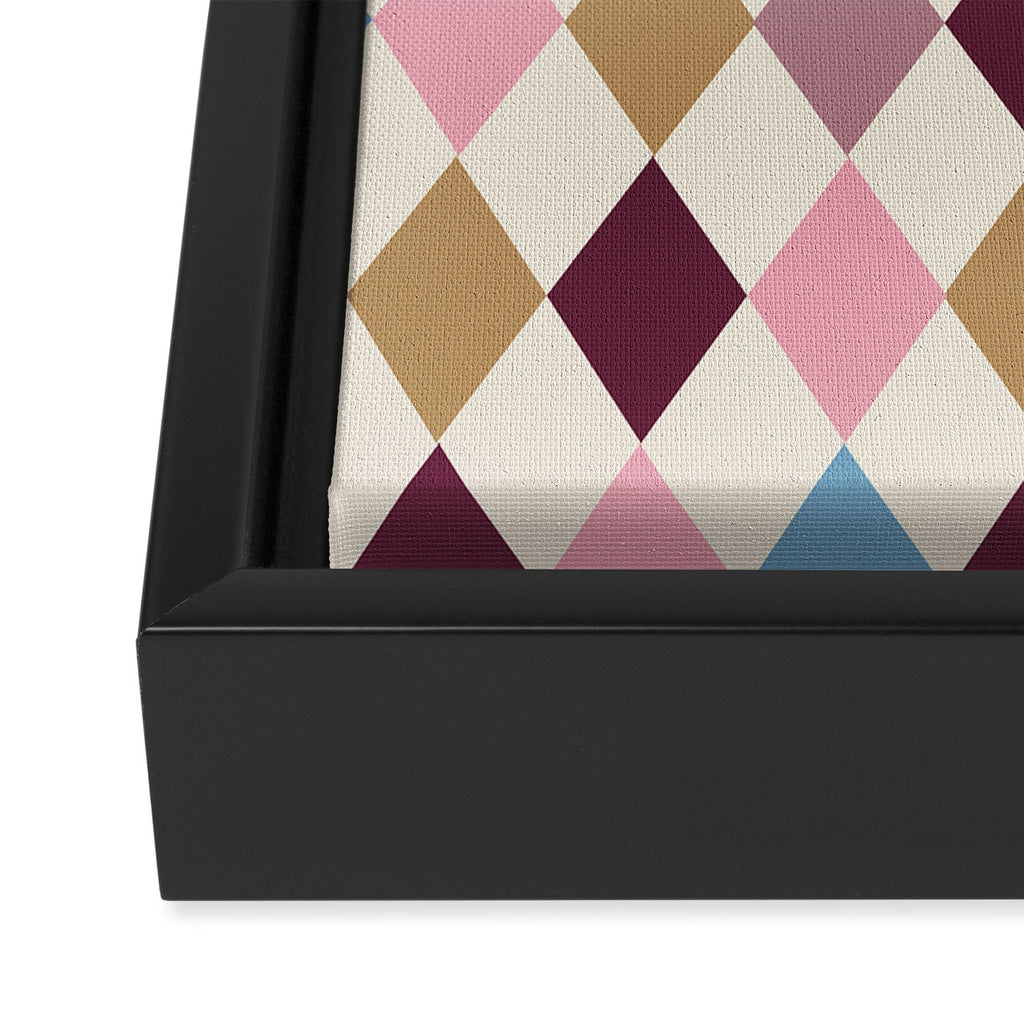 Pastel Retro Harlequin Diamonds Framed Canvas Print Gallery Image 3