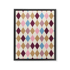 Pastel Retro Harlequin Diamonds Framed Canvas Print Gallery Image 8