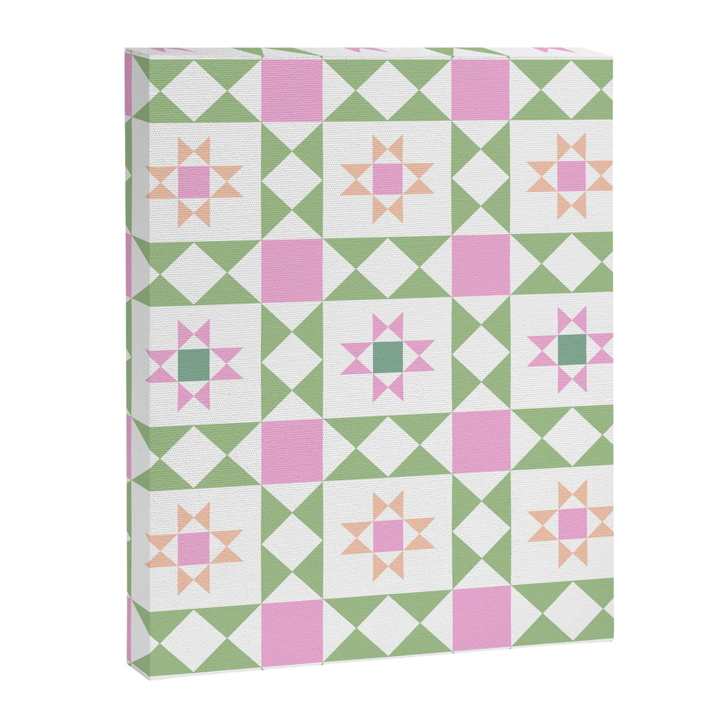 Pastel Star Quilt Pattern Canvas Print Gallery Image 8