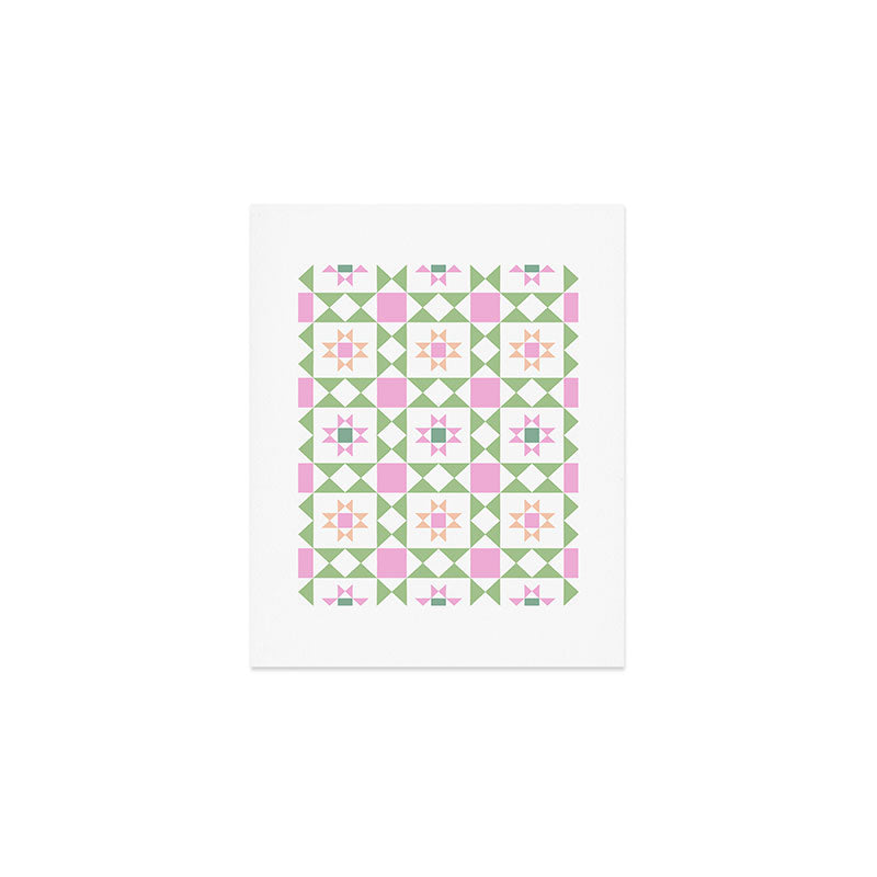 Pastel Star Quilt Pattern Art Print Gallery Image 1