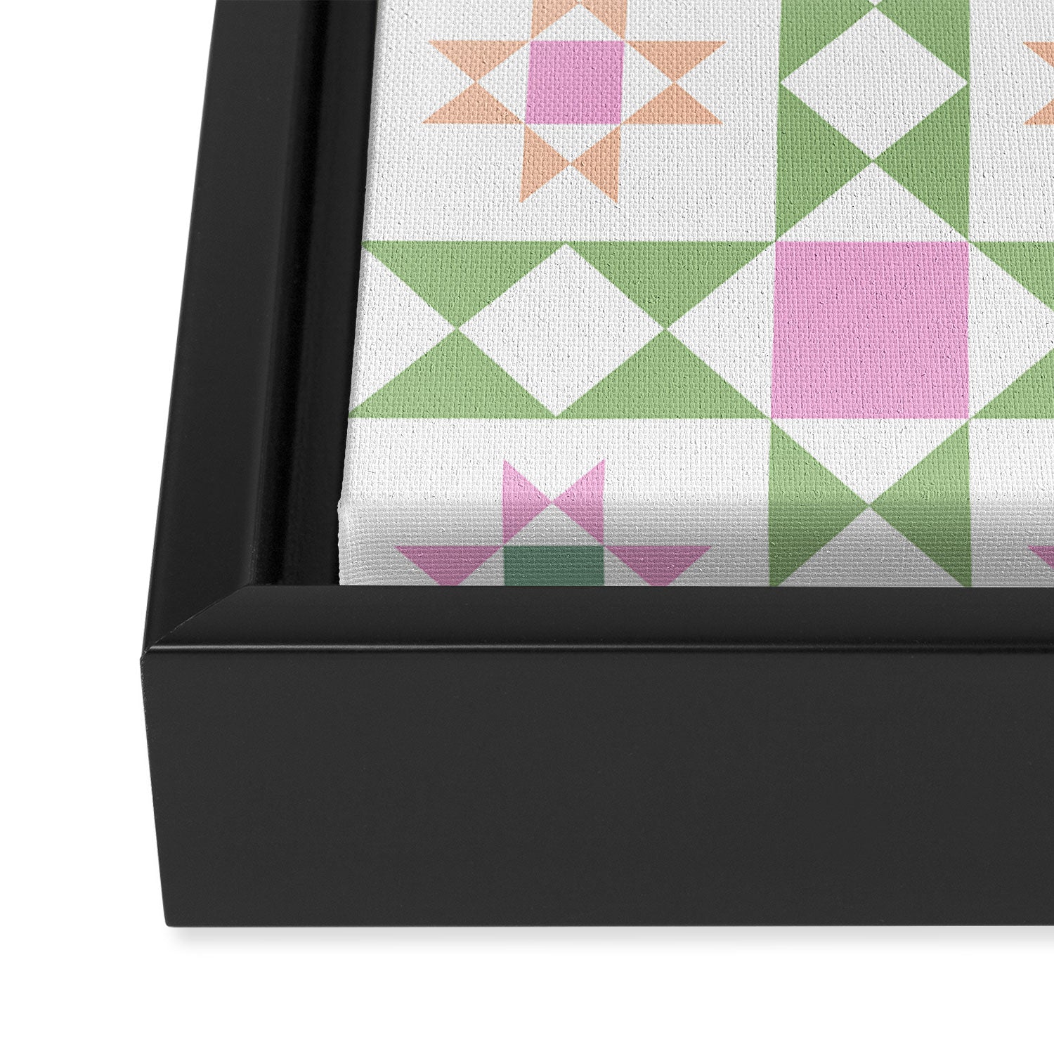 Pastel Star Quilt Pattern Framed Canvas Print Gallery Image 3