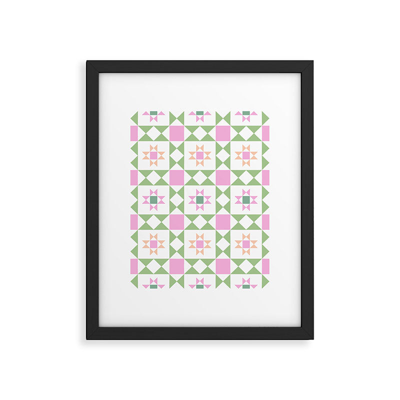 Pastel Star Quilt Pattern Framed Art Print Gallery Image 6