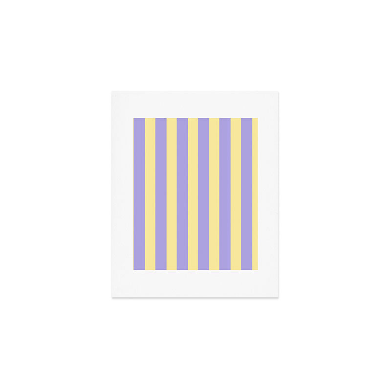 Pastel Stripe Pattern  Soft Yellow and Lavender Art Print Gallery Image 1
