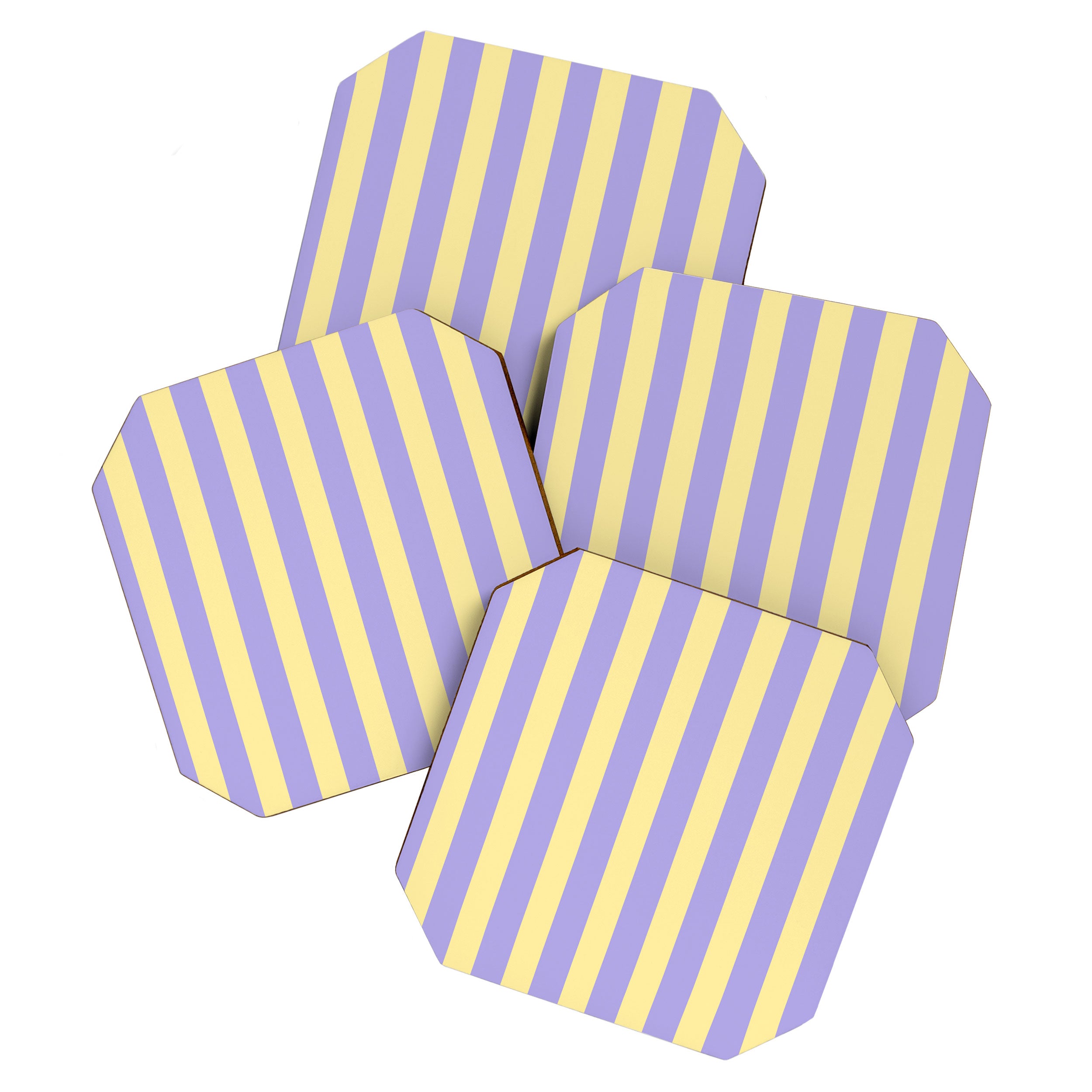 Pastel Stripe Pattern  Soft Yellow and Lavender Coaster Gallery Image 1