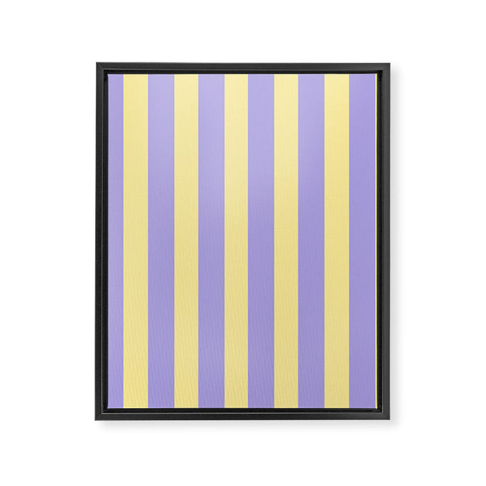 Pastel Stripe Pattern  Soft Yellow and Lavender Framed Canvas Print Gallery Image 1
