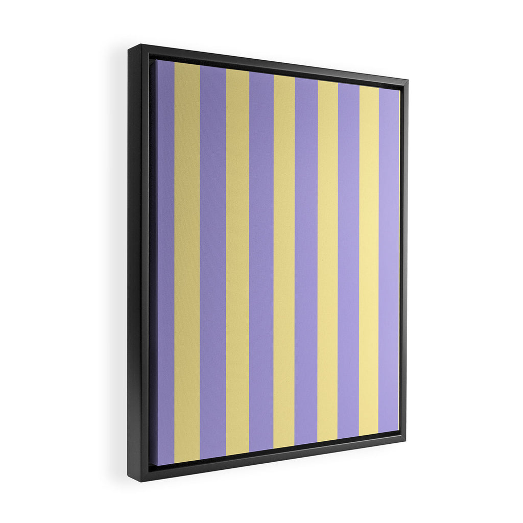 Pastel Stripe Pattern  Soft Yellow and Lavender Framed Canvas Print Gallery Image 2