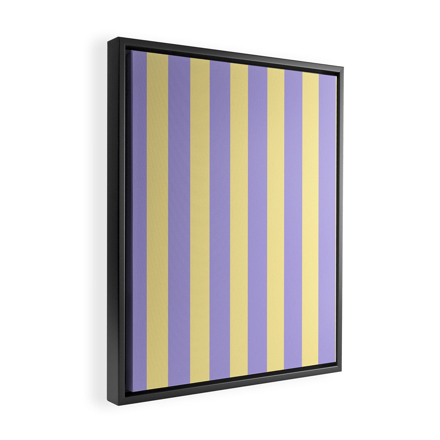 Pastel Stripe Pattern  Soft Yellow and Lavender Framed Canvas Print Gallery Image 2