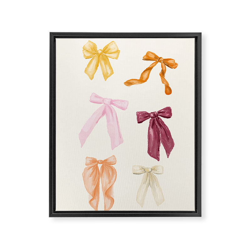 Pastel Watercolor Bow Ties Framed Canvas Print Gallery Image 8