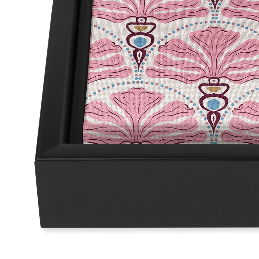 Pink Retro Floral Fan Framed Canvas Print Gallery Image 3