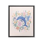 Playful Dolphin and Coral Reef Framed Canvas Print Gallery Image 6