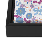 Playful Floral Garden Pattern  Pink Blue and Lavender Flowers with Butterflies and Bows Framed Canvas Print Gallery Image 3