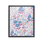 Playful Floral Garden Pattern  Pink Blue and Lavender Flowers with Butterflies and Bows Framed Canvas Print Gallery Image 8
