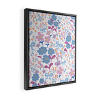 Playful Floral Garden Pattern  Pink Blue and Lavender Flowers with Butterflies and Bows Framed Canvas Print Gallery Image 2
