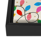 Playful Multicolor Christmas Lights Pattern on Cream Background Framed Canvas Print Gallery Image 3