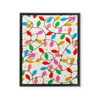 Playful Multicolor Christmas Lights Pattern on Cream Background Framed Canvas Print Gallery Image 8