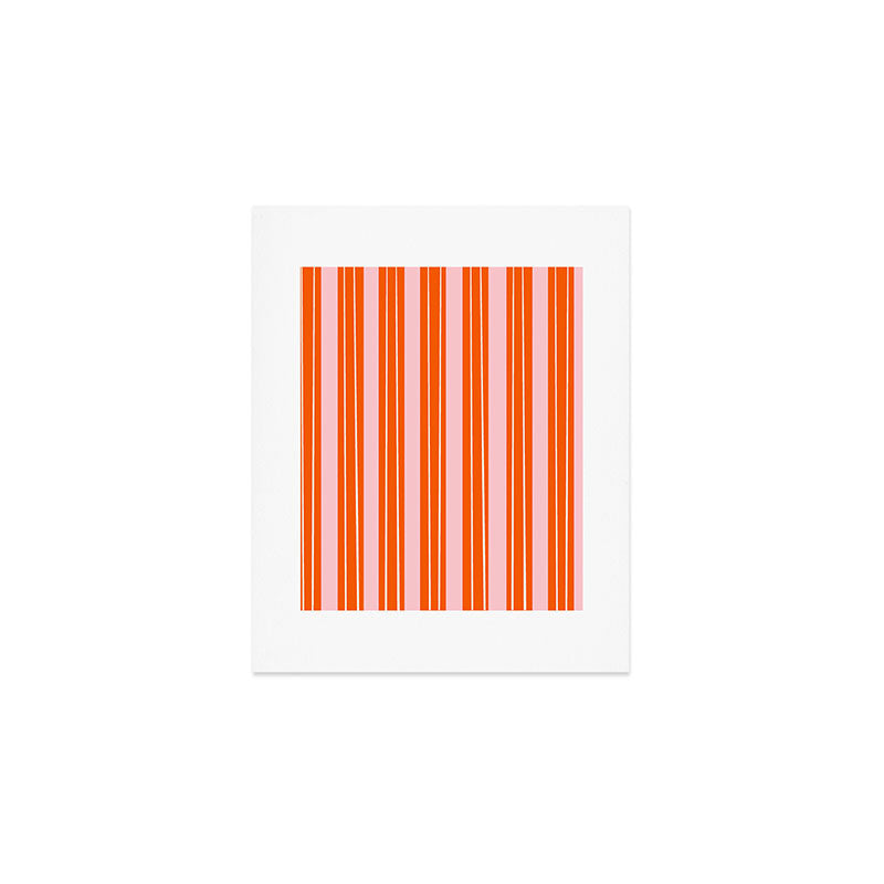 Playful Orange and Pink Stripe Art Print Gallery Image 1