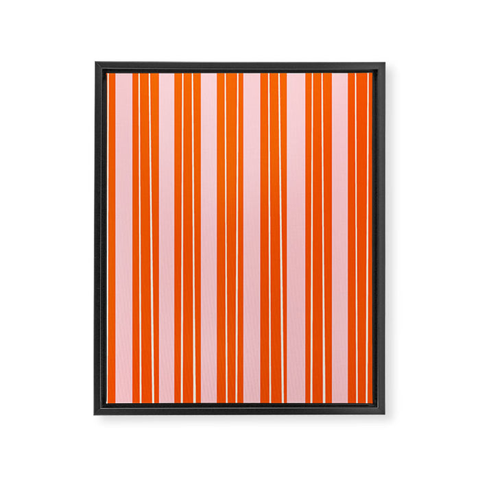Playful Orange and Pink Stripe Framed Canvas Print Gallery Image 1