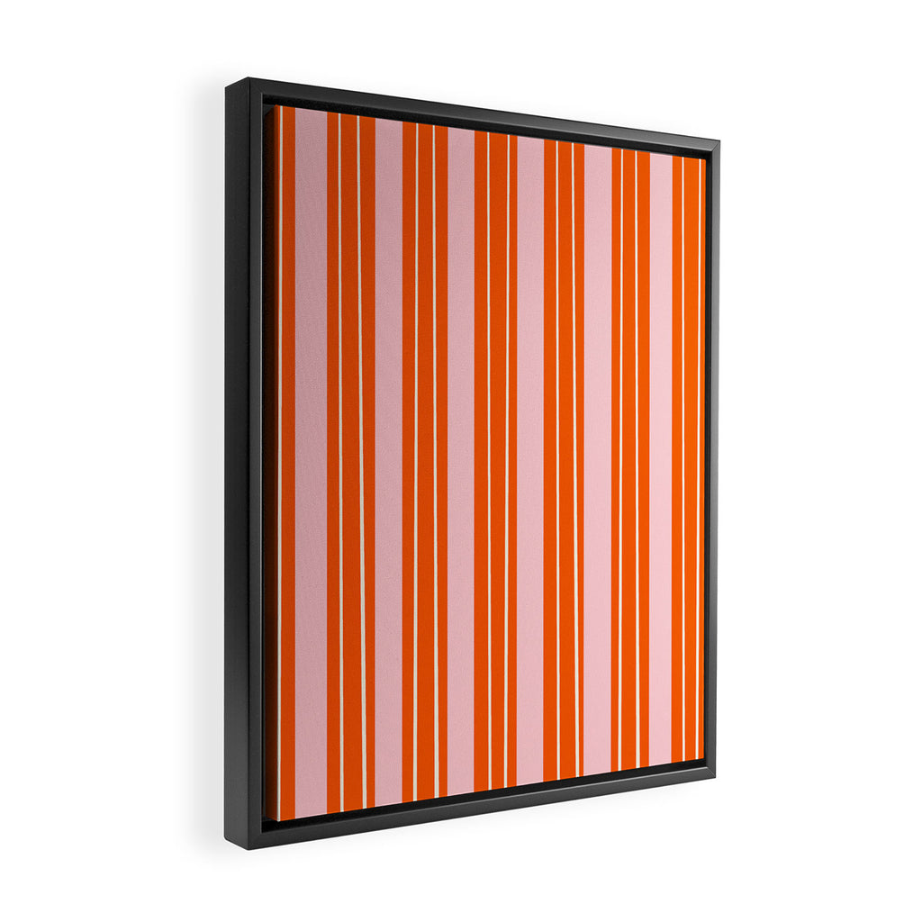 Playful Orange and Pink Stripe Framed Canvas Print Gallery Image 2