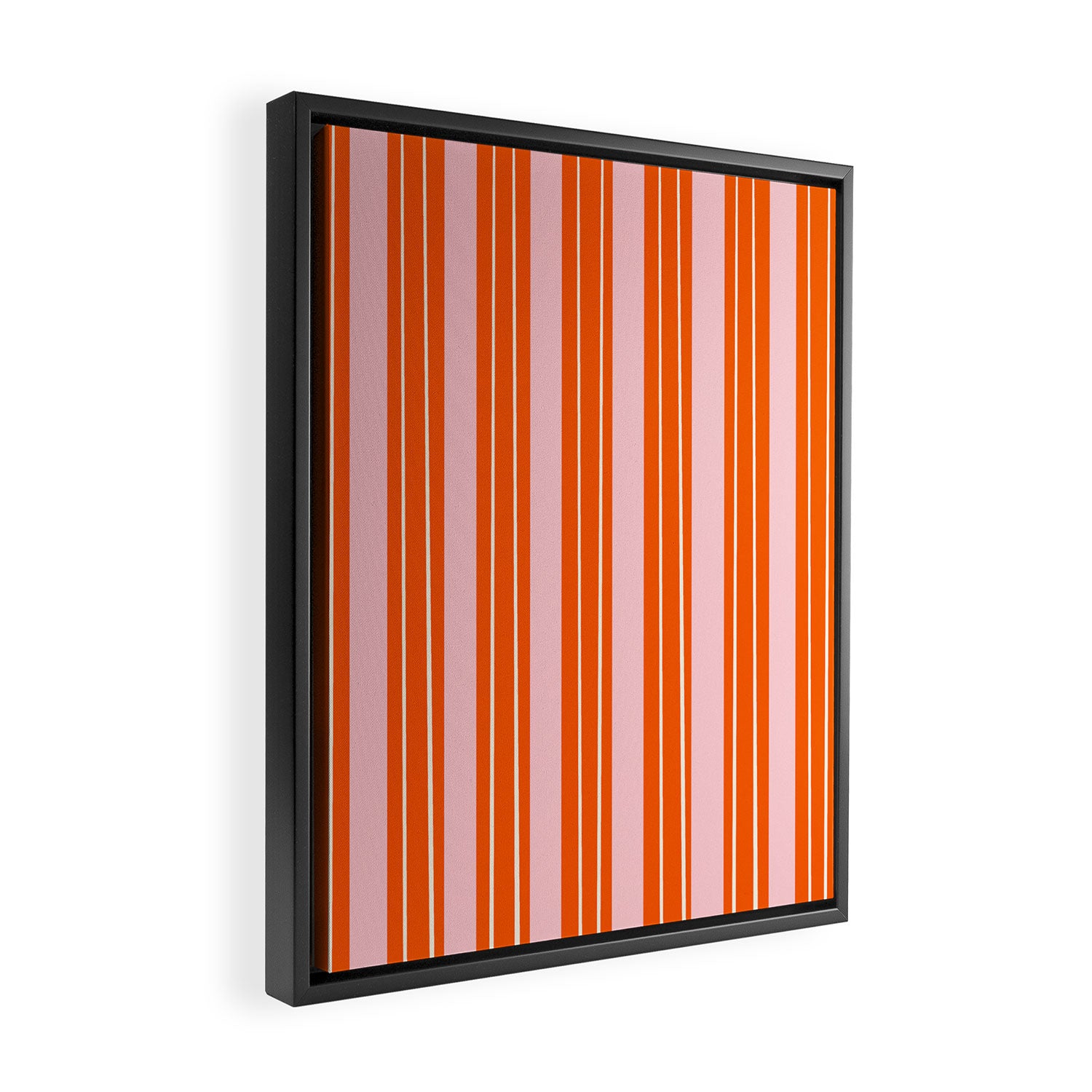 Playful Orange and Pink Stripe Framed Canvas Print Gallery Image 2