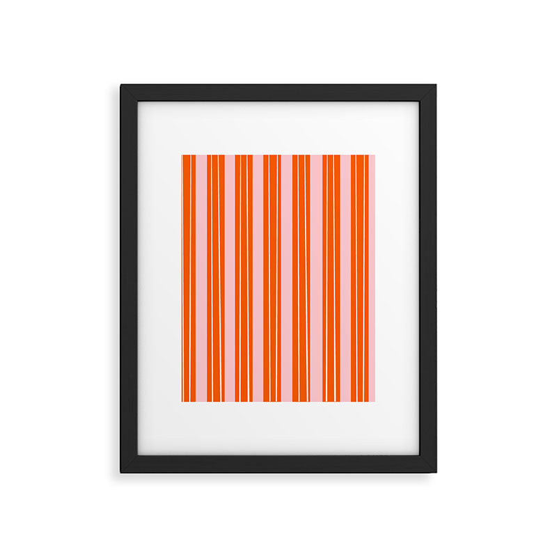 Playful Orange and Pink Stripe Framed Art Print Gallery Image 6