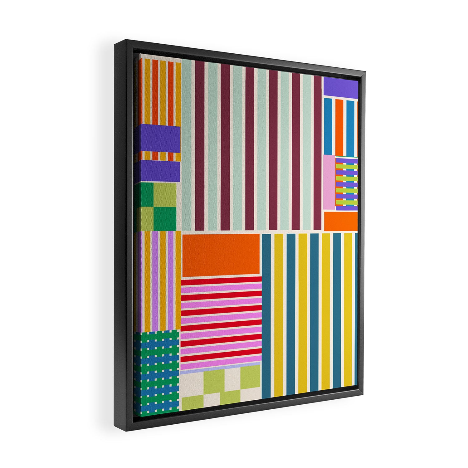 Playful patchwork Framed Canvas Print Gallery Image 2