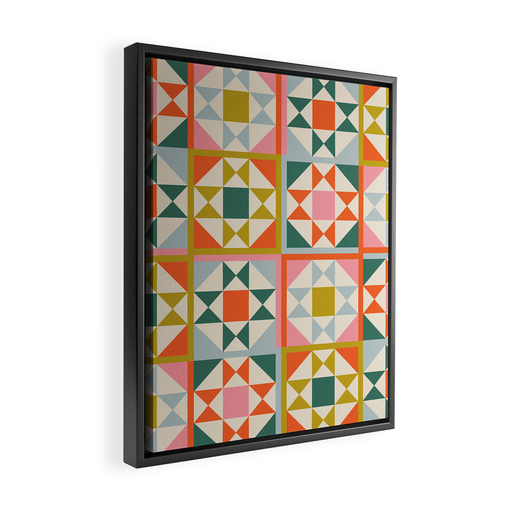 Playful patchwork pattern Framed Canvas Print Gallery Image 2