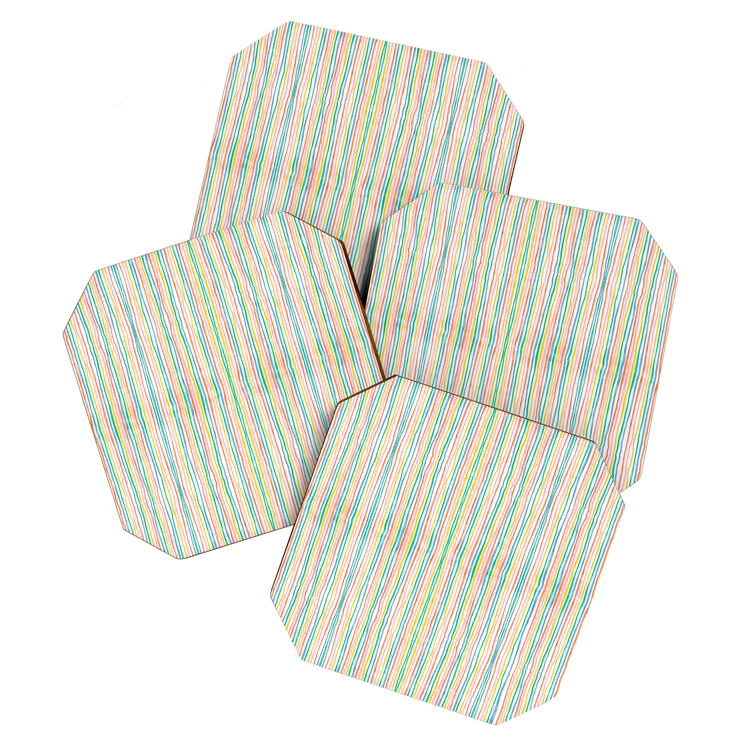 Playful rainbow stripes Coaster Gallery Image 1