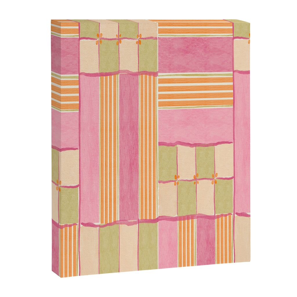 Playful Retro Geometric Pattern in Pink, Orange, and Green Canvas Print Gallery Image 8