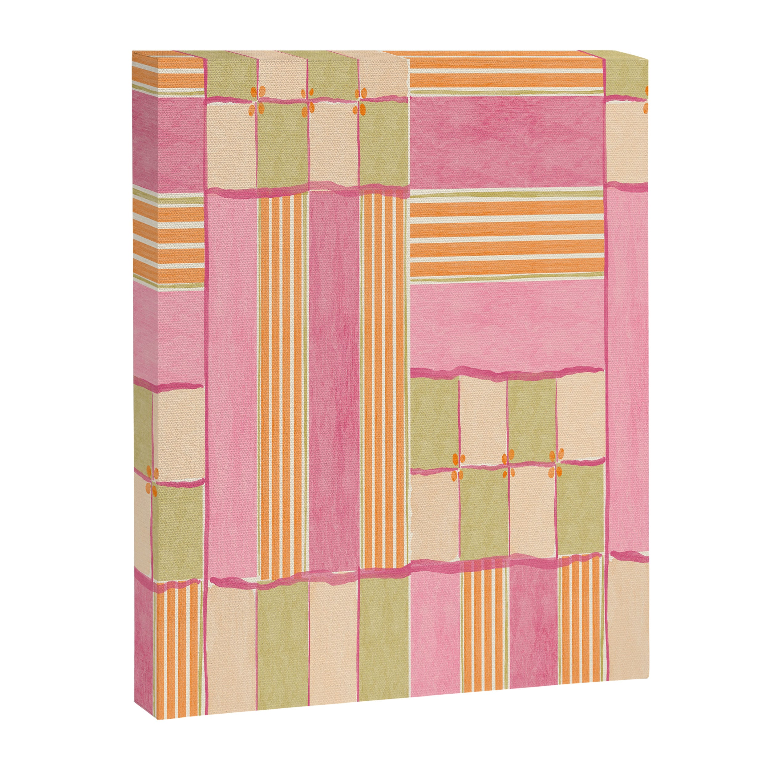 Playful Retro Geometric Pattern in Pink, Orange, and Green Canvas Print Gallery Image 8