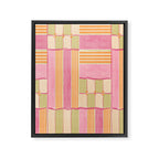 Playful Retro Geometric Pattern in Pink, Orange, and Green Framed Canvas Print Gallery Image 8