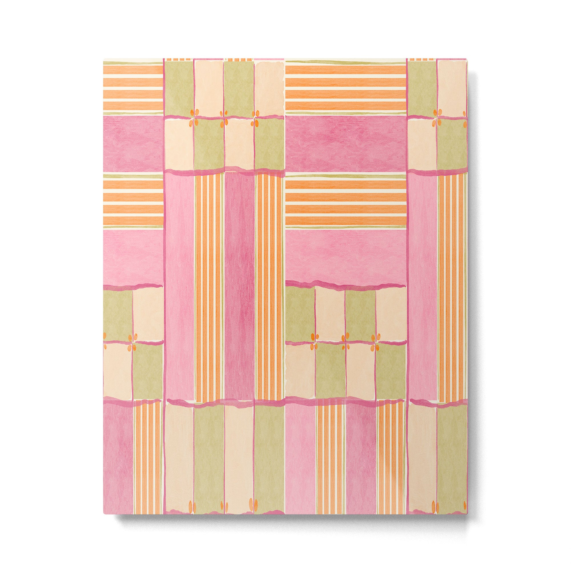 Playful Retro Geometric Pattern in Pink, Orange, and Green Metal Print Gallery Image 6