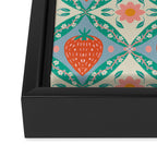 Playful Strawberry and Floral Geometric Pattern Framed Canvas Print Gallery Image 3