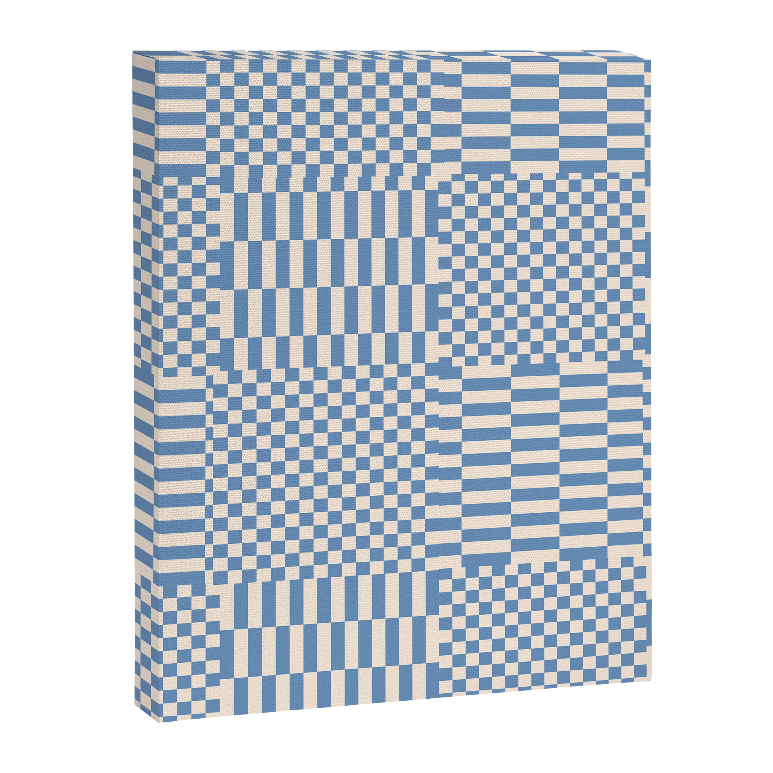 Retro check: Tranquil blue and ice cream white Canvas Print Gallery Image 8