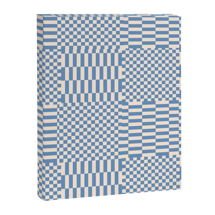Retro check: Tranquil blue and ice cream white Canvas Print Gallery Image 1