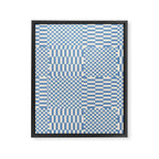 Retro check: Tranquil blue and ice cream white Framed Canvas Print Gallery Image 8