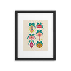 Retro Christmas Ornaments with Bow and Stars Holiday Pattern Framed Art Print Gallery Image 6