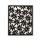 Retro modern black daisies  Framed Canvas Print Gallery Image 8