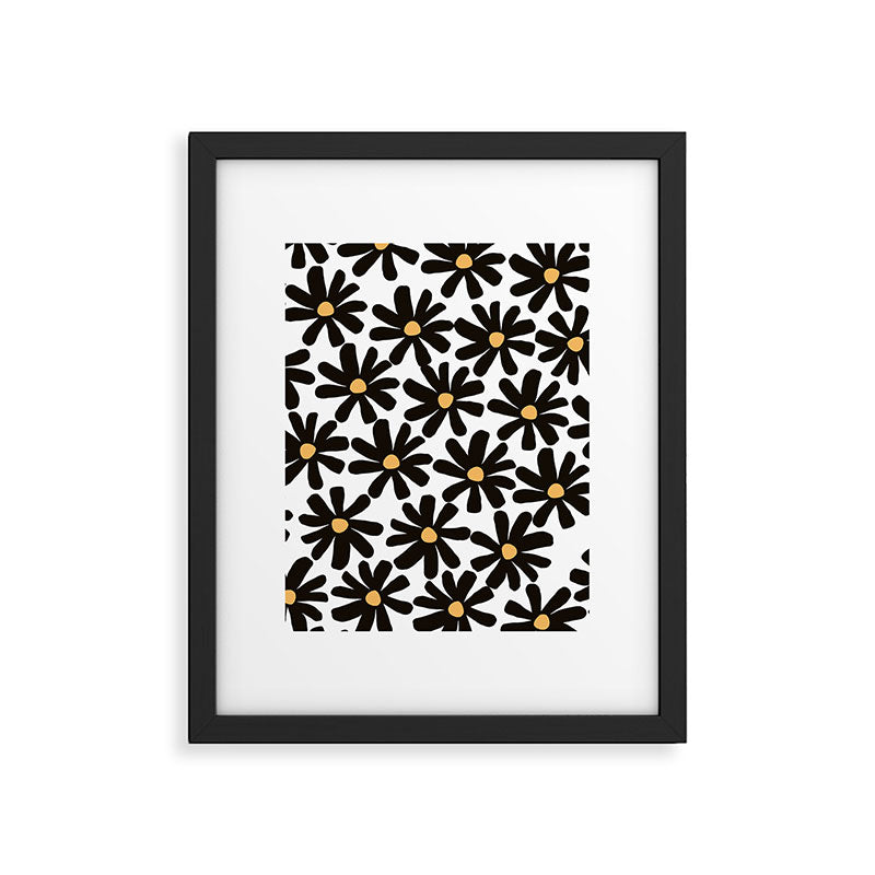 Retro modern black daisies  Framed Art Print Gallery Image 6