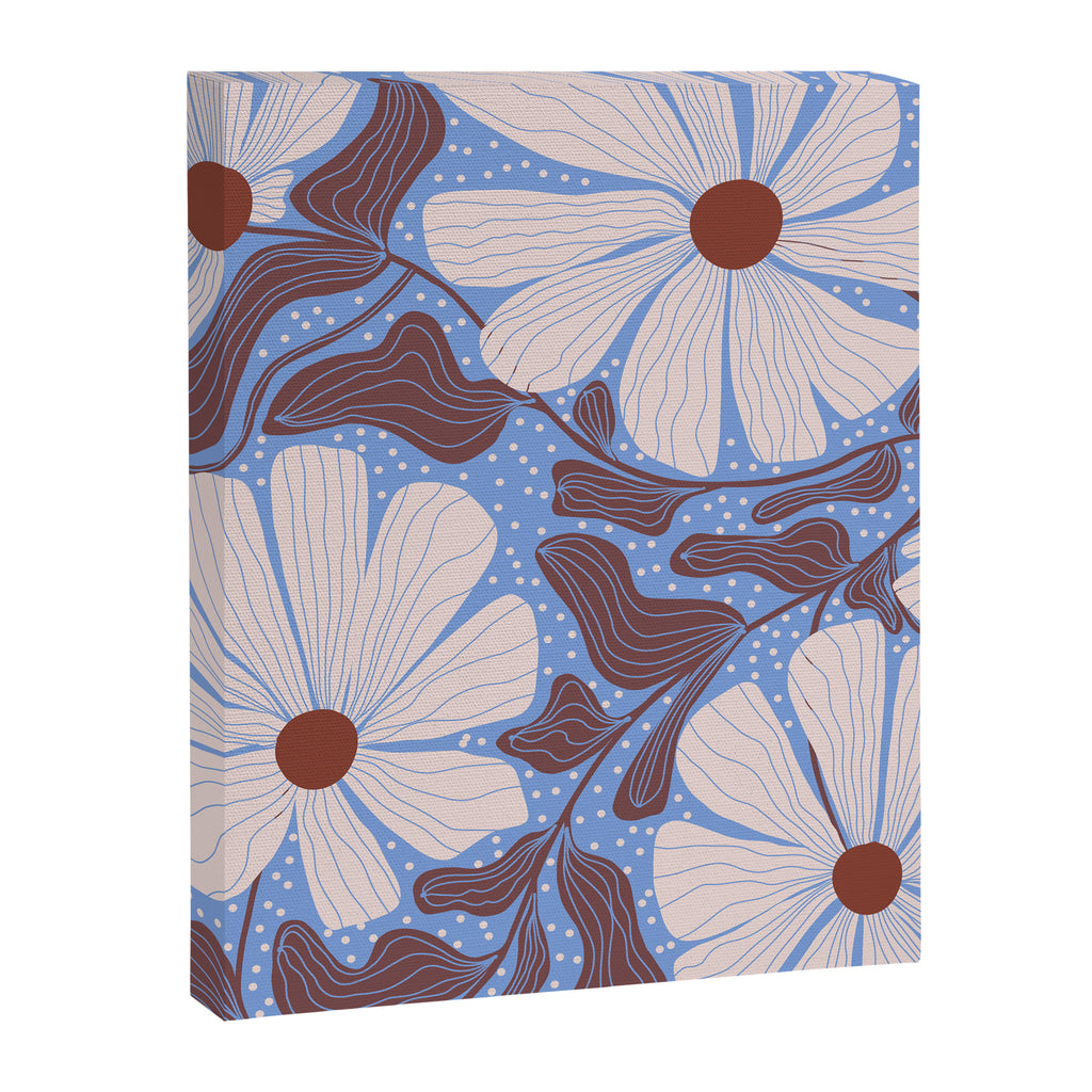 Retro modern white daisies illustration  Canvas Print Gallery Image 8