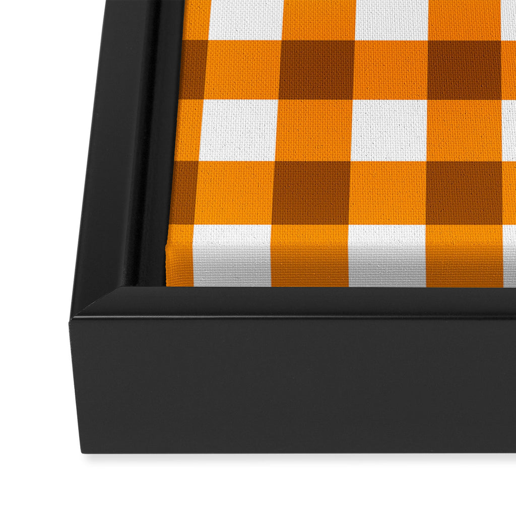 Retro Orange Gingham Check Framed Canvas Print Gallery Image 3