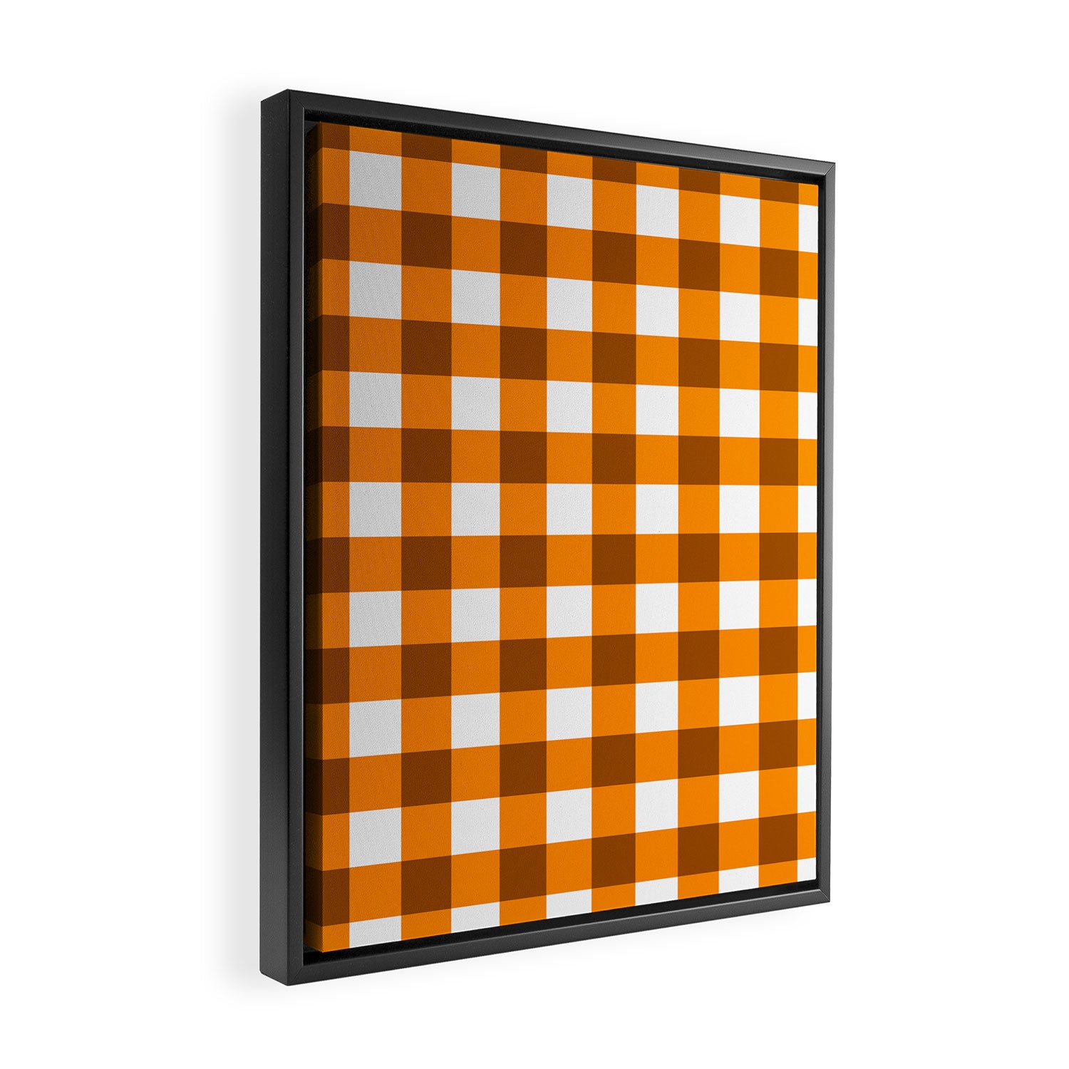 Retro Orange Gingham Check Framed Canvas Print Gallery Image 2