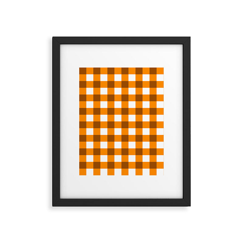 Retro Orange Gingham Check Framed Art Print Gallery Image 6