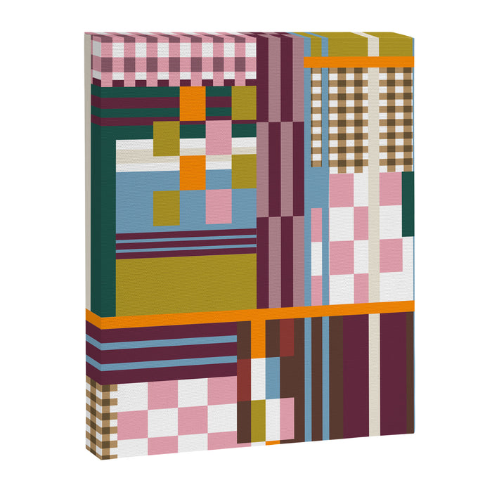 Retro Plaid Patchwork Collage Canvas Print Gallery Image 1