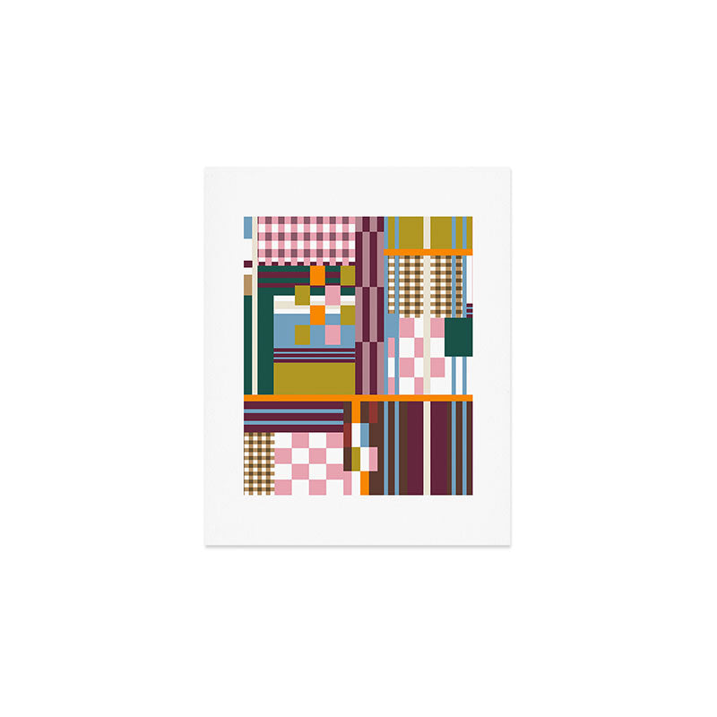 Retro Plaid Patchwork Collage Art Print Gallery Image 1