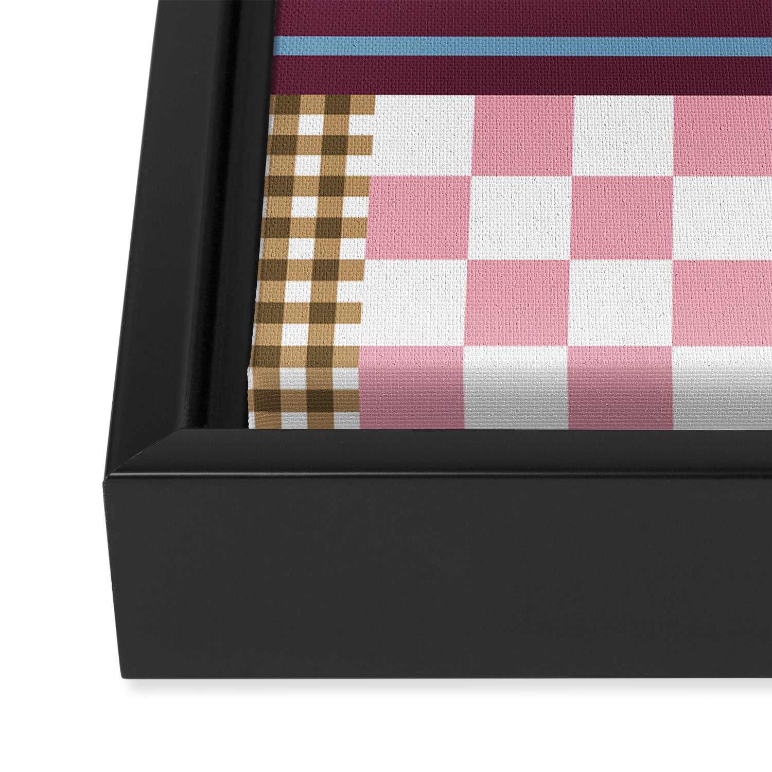 Retro Plaid Patchwork Collage Framed Canvas Print Gallery Image 3
