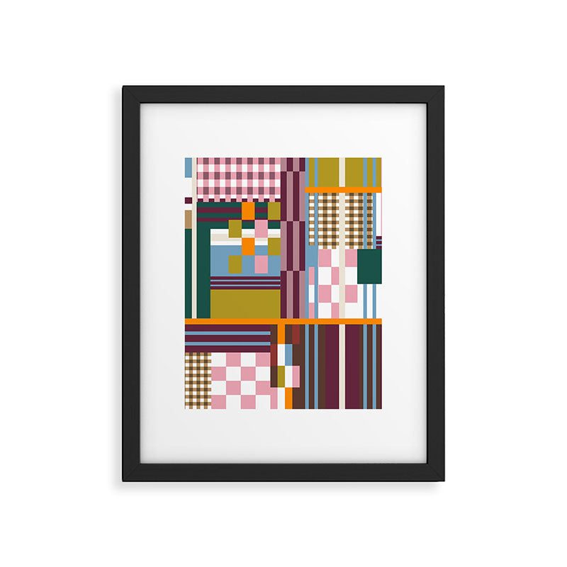 Retro Plaid Patchwork Collage Framed Art Print Gallery Image 6