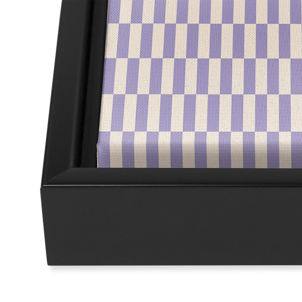 Retro vintage check: lavender and ice cream colours Framed Canvas Print Gallery Image 3