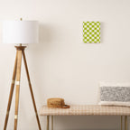 Retro vintage check: neon green and ice cream white Canvas Print Gallery Image 2