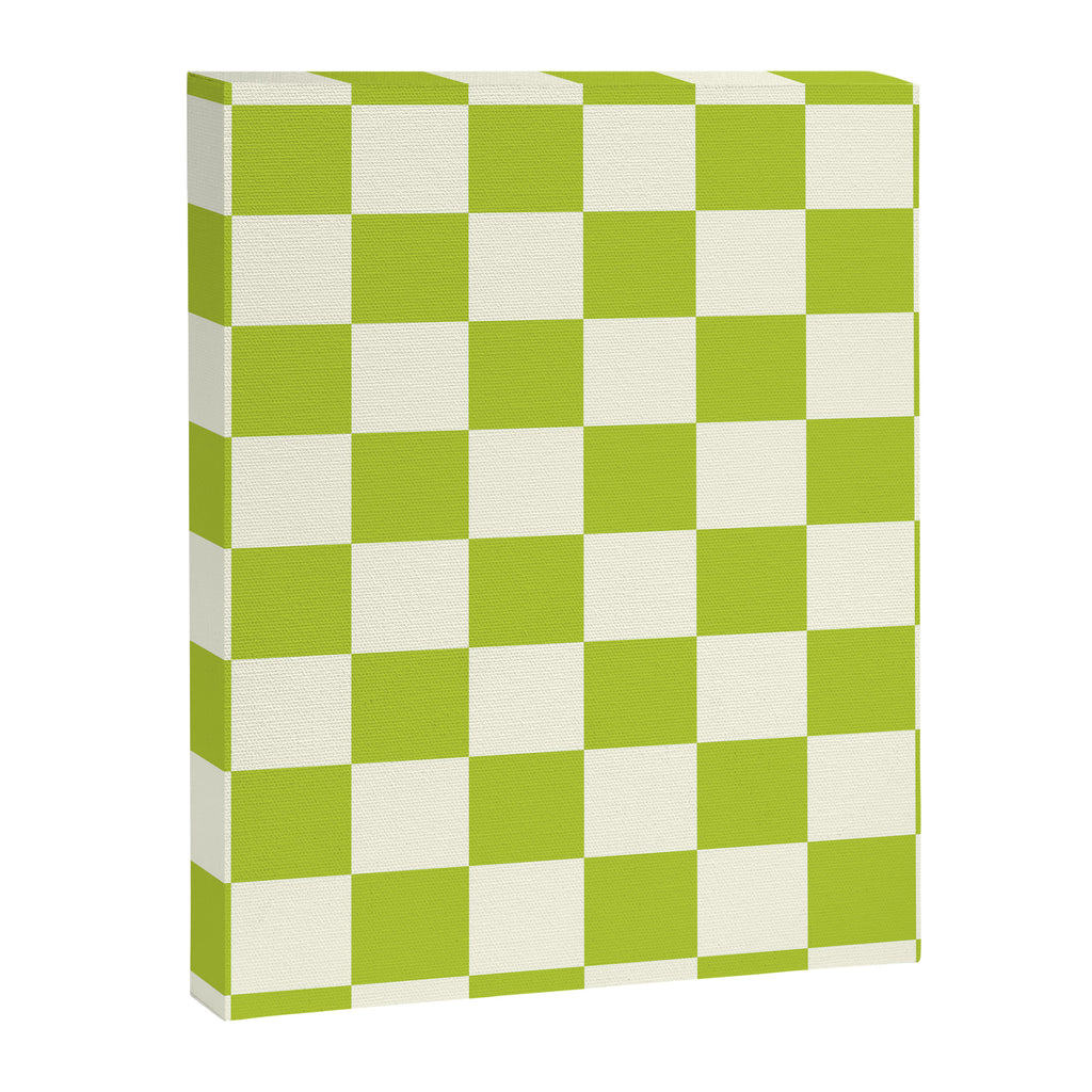 Retro vintage check: neon green and ice cream white Canvas Print Gallery Image 8