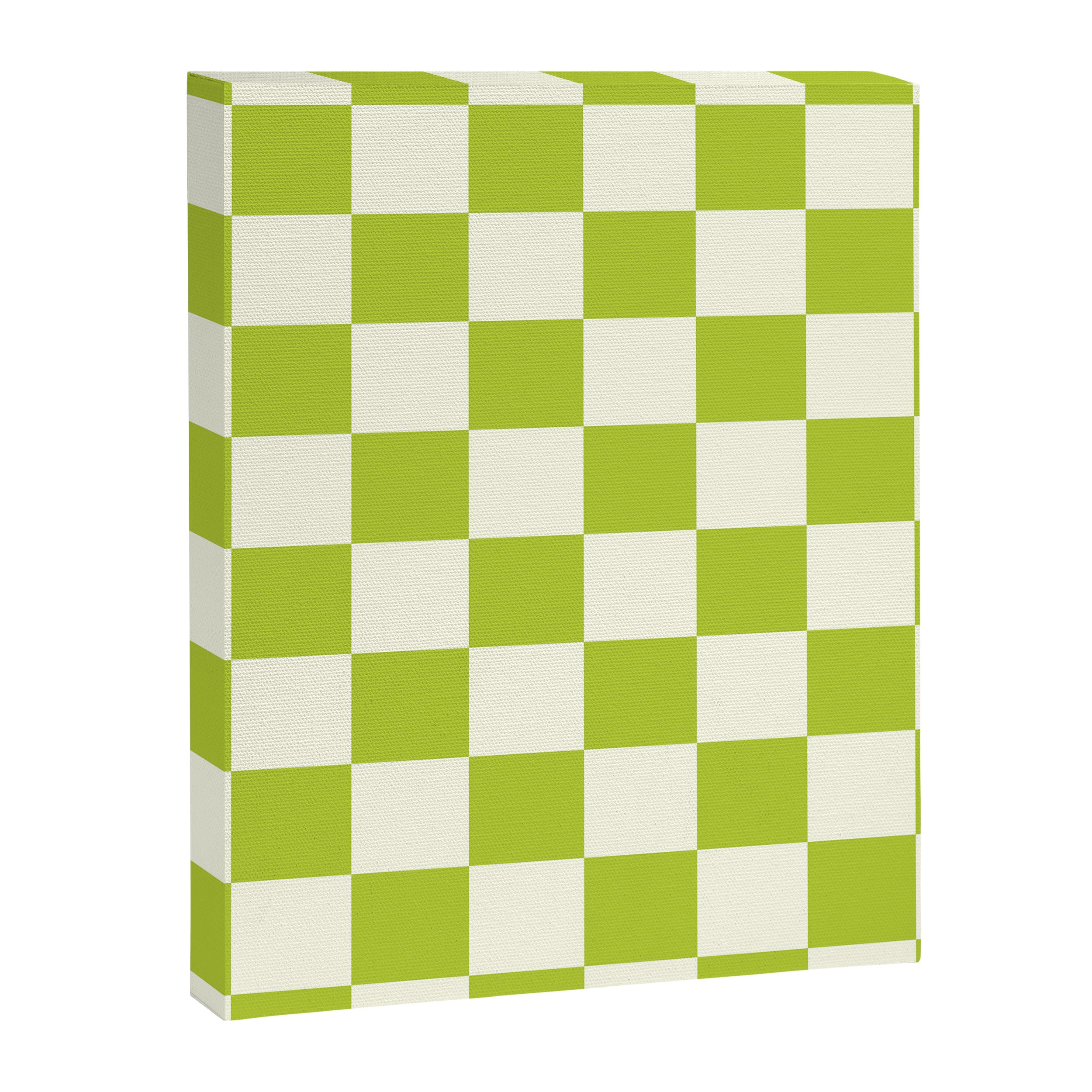 Retro vintage check: neon green and ice cream white Canvas Print Gallery Image 8